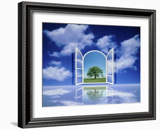 A Tree Seen Through an Open Window in the Sky-null-Framed Photographic Print