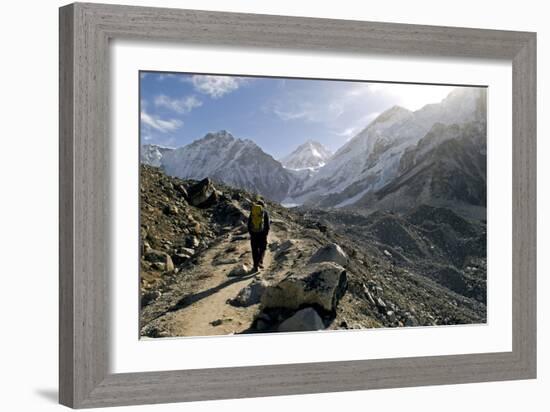 A Trekker on the Everest Base Camp Trail, Nepal-David Noyes-Framed Photographic Print