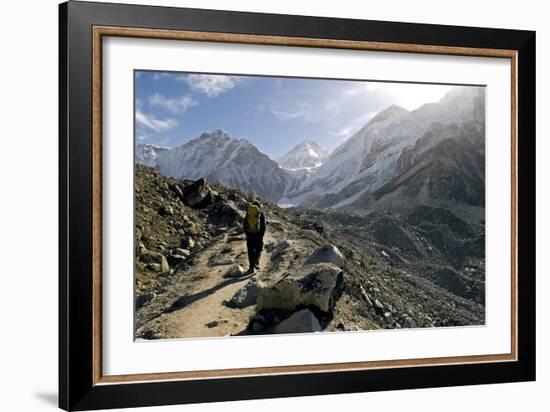 A Trekker on the Everest Base Camp Trail, Nepal-David Noyes-Framed Photographic Print