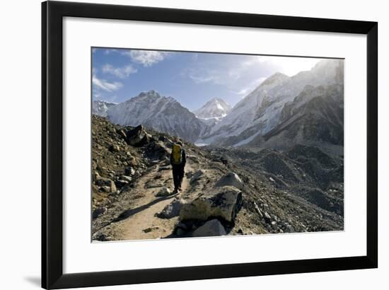 A Trekker on the Everest Base Camp Trail, Nepal-David Noyes-Framed Photographic Print