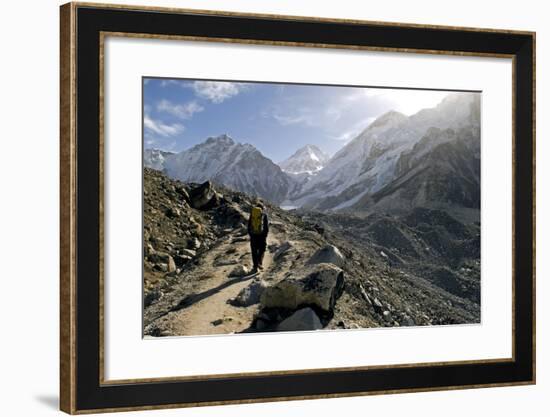 A Trekker on the Everest Base Camp Trail, Nepal-David Noyes-Framed Photographic Print