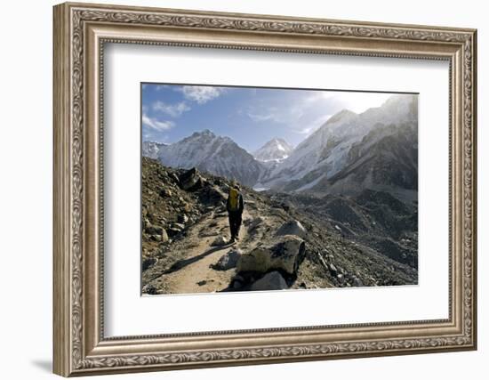 A Trekker on the Everest Base Camp Trail, Nepal-David Noyes-Framed Photographic Print