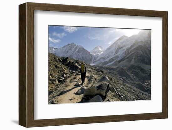 A Trekker on the Everest Base Camp Trail, Nepal-David Noyes-Framed Photographic Print