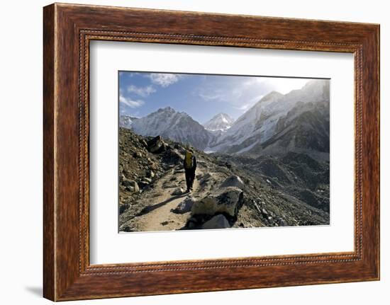 A Trekker on the Everest Base Camp Trail, Nepal-David Noyes-Framed Photographic Print