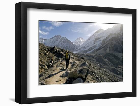 A Trekker on the Everest Base Camp Trail, Nepal-David Noyes-Framed Photographic Print