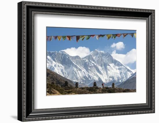 A Trekker on their Way to Everest Base Camp-Alex Treadway-Framed Photographic Print