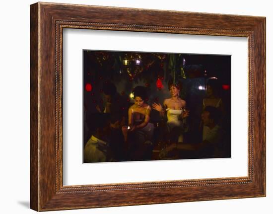 A Trio of Hostesses Attend to a Table of Men at the Albion Jazz Coffee Shop, Tokyo, Japan, 1962-Eliot Elisofon-Framed Photographic Print