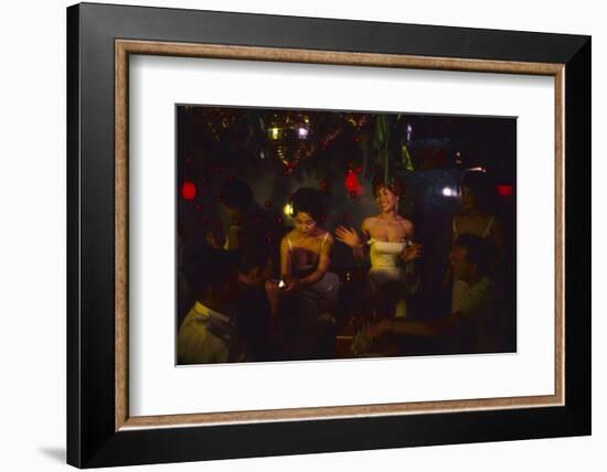 A Trio of Hostesses Attend to a Table of Men at the Albion Jazz Coffee Shop, Tokyo, Japan, 1962-Eliot Elisofon-Framed Photographic Print