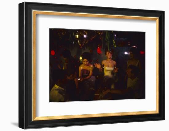 A Trio of Hostesses Attend to a Table of Men at the Albion Jazz Coffee Shop, Tokyo, Japan, 1962-Eliot Elisofon-Framed Photographic Print