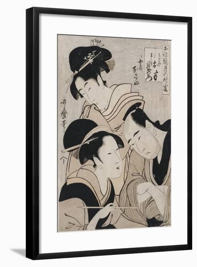 A Triple Portrait of Ohan of the Shinanoya-Kitagawa Utamaro-Framed Giclee Print