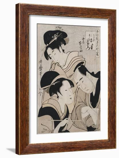 A Triple Portrait of Ohan of the Shinanoya-Kitagawa Utamaro-Framed Giclee Print