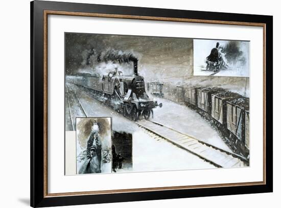 A Triple Train Pile-Up-null-Framed Giclee Print