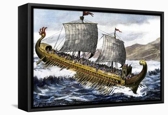 A Trireme, with Three Banks of Oars, Used by the Ancient Greeks and Romans-null-Framed Premier Image Canvas