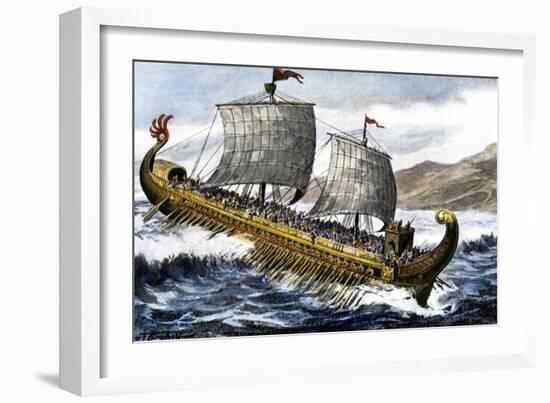 A Trireme, with Three Banks of Oars, Used by the Ancient Greeks and Romans-null-Framed Giclee Print