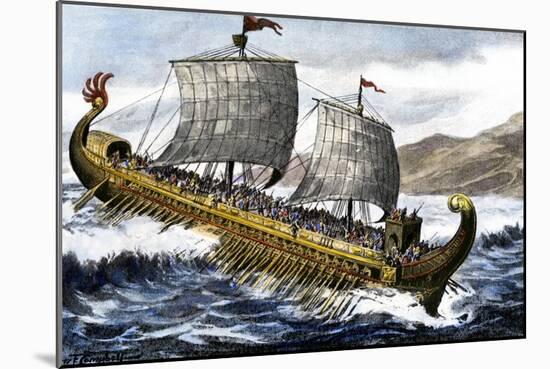 A Trireme, with Three Banks of Oars, Used by the Ancient Greeks and Romans-null-Mounted Giclee Print