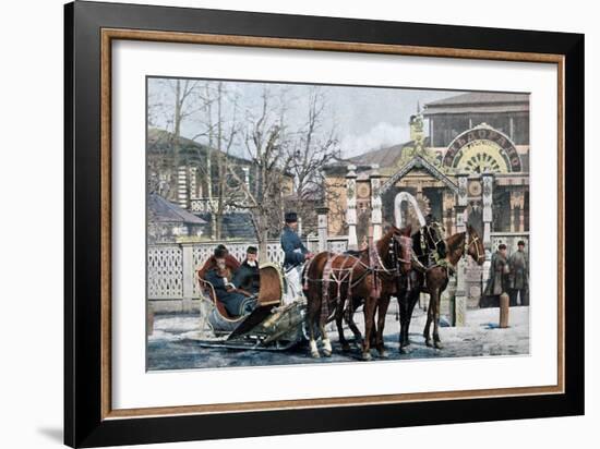 A Troika Sled in Moscow, Russia, C1890-Gillot-Framed Giclee Print