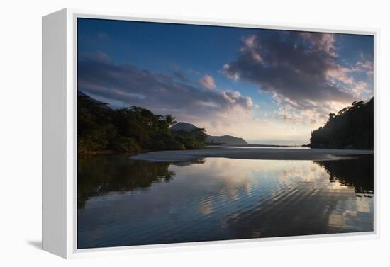 A Tropical Scene with the Itamambuca River Entering the Atlantic Ocean at Itamambuca Beach-Alex Saberi-Framed Premier Image Canvas