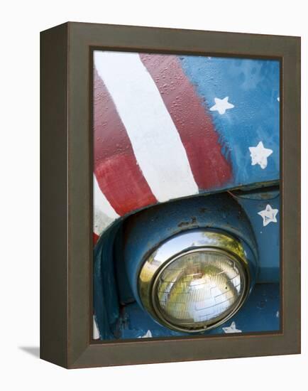 A Truck Painted with the Us Flag on a Roadside in New Hampshire, Usa-Dan Bannister-Framed Premier Image Canvas