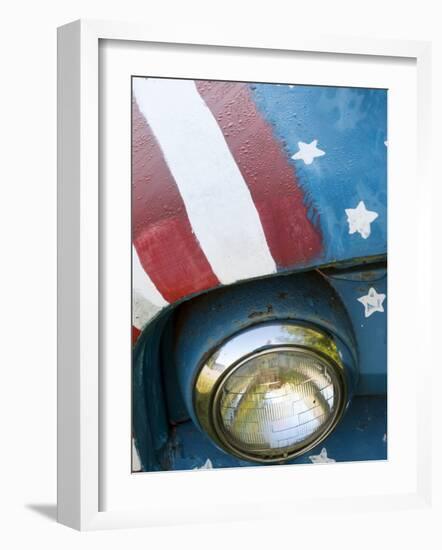 A Truck Painted with the Us Flag on a Roadside in New Hampshire, Usa-Dan Bannister-Framed Photographic Print