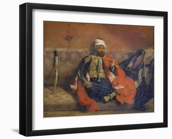 A Turk Smoking Sitting on a Sofa, C. 1840-Eugene Delacroix-Framed Giclee Print