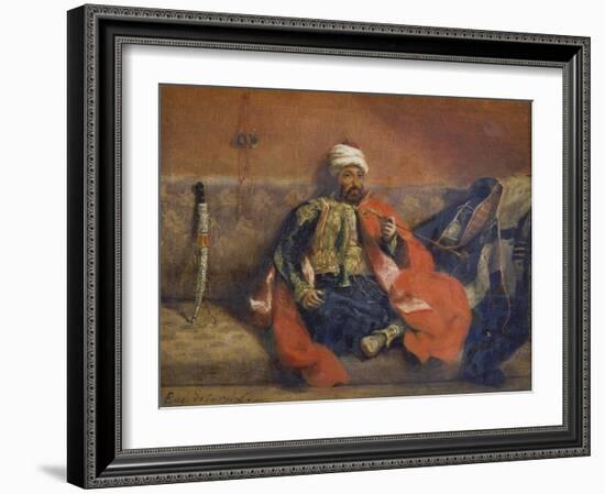A Turk Smoking Sitting on a Sofa, C. 1840-Eugene Delacroix-Framed Giclee Print