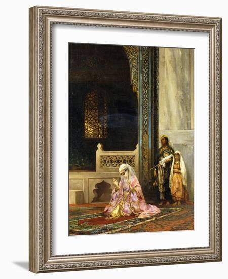 A Turkish Lady Praying in the Green Mosque, Bursa-Stanislaus Chlebowski-Framed Giclee Print