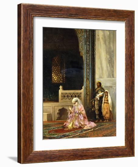 A Turkish Lady Praying in the Green Mosque, Bursa-Stanislaus Chlebowski-Framed Giclee Print