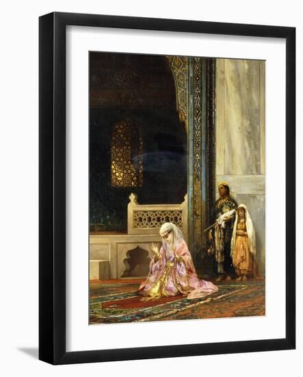 A Turkish Lady Praying in the Green Mosque, Bursa-Stanislaus Chlebowski-Framed Giclee Print