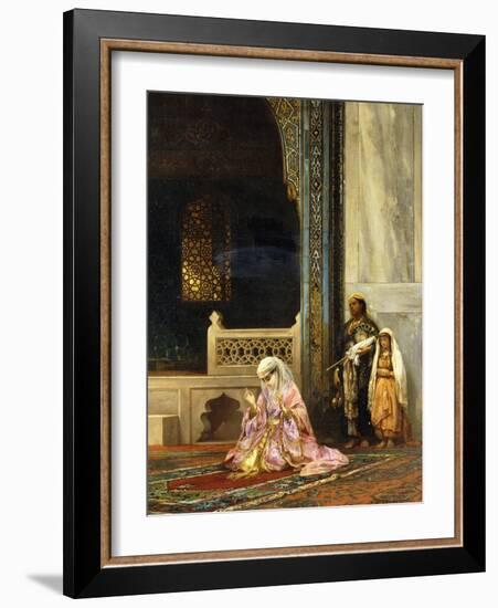A Turkish Lady Praying in the Green Mosque, Bursa-Stanislaus Chlebowski-Framed Giclee Print