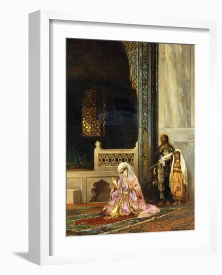 A Turkish Lady Praying in the Green Mosque, Bursa-Stanislaus Chlebowski-Framed Giclee Print