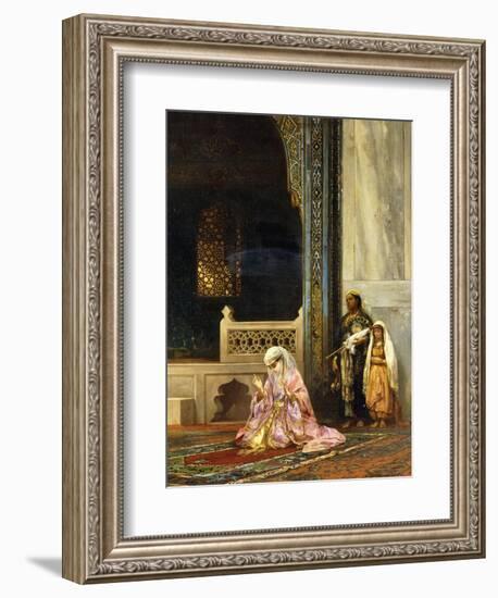 A Turkish Lady Praying in the Green Mosque, Bursa-Stanislaus Chlebowski-Framed Giclee Print