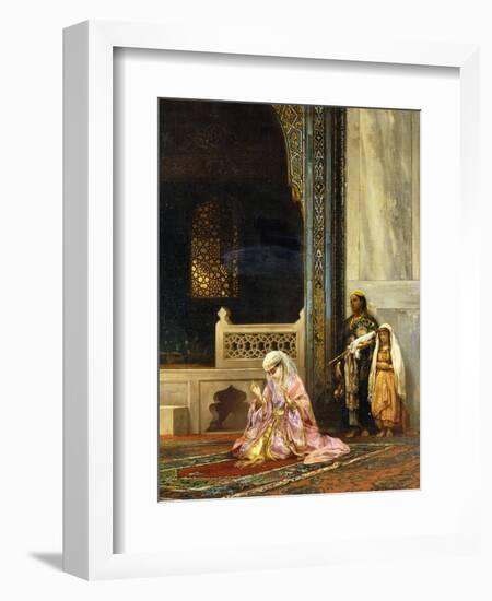 A Turkish Lady Praying in the Green Mosque, Bursa-Stanislaus Chlebowski-Framed Giclee Print