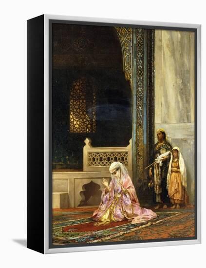 A Turkish Lady Praying in the Green Mosque, Bursa-Stanislaus Chlebowski-Framed Premier Image Canvas