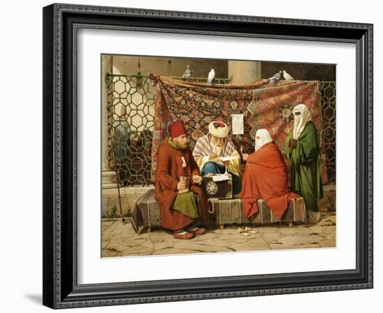 A Turkish Notary Drawing up a Marriage Contract, Constantinople, 1837-Martinus Rorbye-Framed Giclee Print