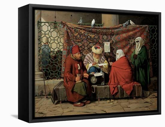 A Turkish Notary Drawing up a Marriage Contract in Front of the Kilic Ali Pasha Mosque, Tophane, Ci-Martinus Rorbye-Framed Premier Image Canvas