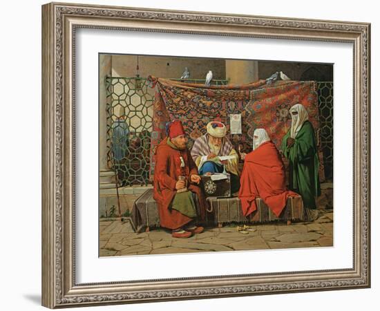 A Turkish Notary Drawing Up a Marriage Contract in Front of the Kilic Ali Pasha Mosque, Tophane,…-Martinus Rorbye-Framed Giclee Print