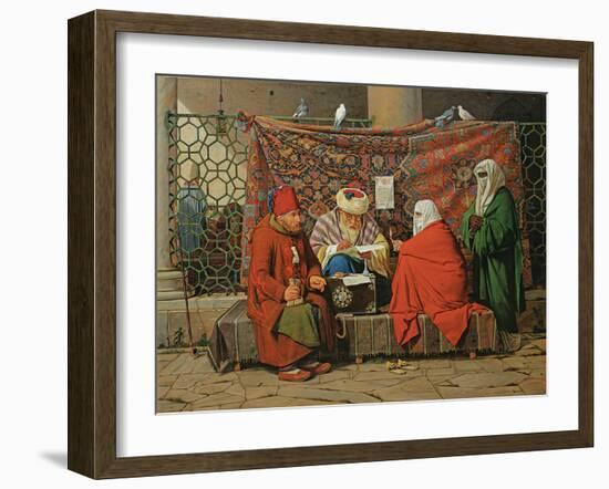 A Turkish Notary Drawing Up a Marriage Contract in Front of the Kilic Ali Pasha Mosque, Tophane,…-Martinus Rorbye-Framed Giclee Print