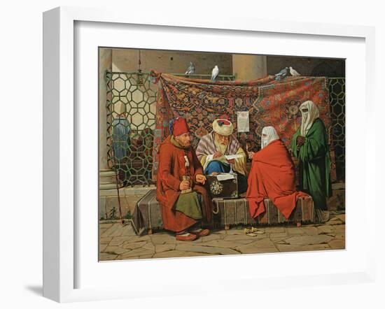 A Turkish Notary Drawing Up a Marriage Contract in Front of the Kilic Ali Pasha Mosque, Tophane,…-Martinus Rorbye-Framed Giclee Print