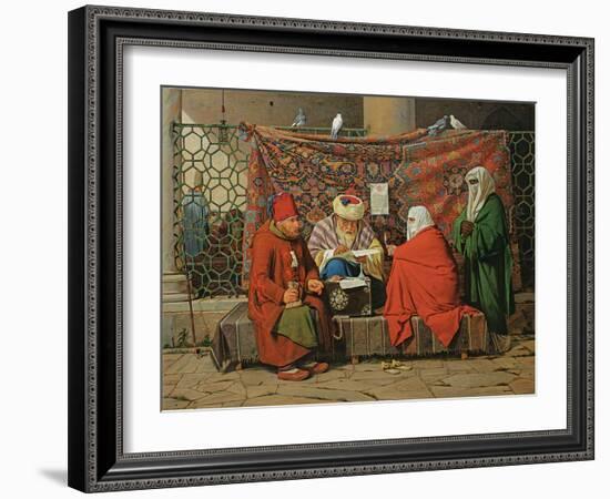 A Turkish Notary Drawing Up a Marriage Contract in Front of the Kilic Ali Pasha Mosque, Tophane,…-Martinus Rorbye-Framed Giclee Print