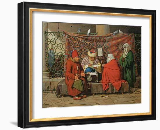 A Turkish Notary Drawing Up a Marriage Contract in Front of the Kilic Ali Pasha Mosque, Tophane,…-Martinus Rorbye-Framed Giclee Print