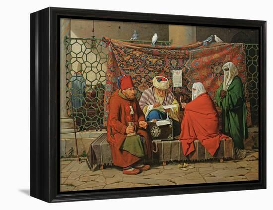 A Turkish Notary Drawing Up a Marriage Contract in Front of the Kilic Ali Pasha Mosque, Tophane,…-Martinus Rorbye-Framed Premier Image Canvas