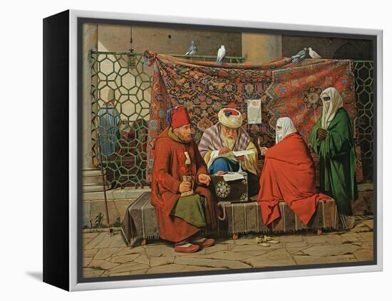 A Turkish Notary Drawing Up a Marriage Contract in Front of the Kilic Ali Pasha Mosque, Tophane,…-Martinus Rorbye-Framed Premier Image Canvas