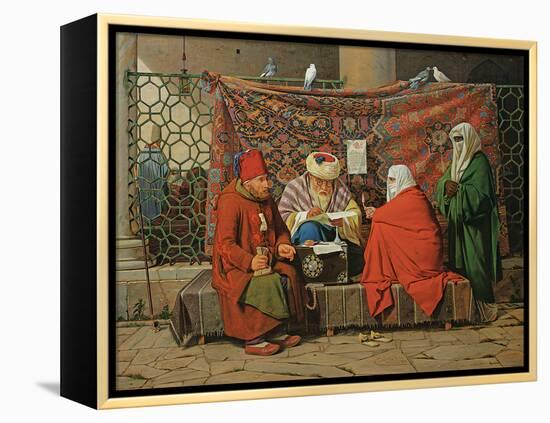 A Turkish Notary Drawing Up a Marriage Contract in Front of the Kilic Ali Pasha Mosque, Tophane,…-Martinus Rorbye-Framed Premier Image Canvas