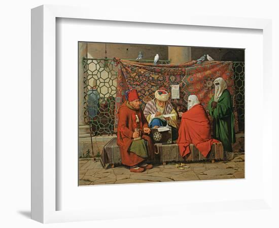 A Turkish Notary Drawing Up a Marriage Contract in Front of the Kilic Ali Pasha Mosque, Tophane,…-Martinus Rorbye-Framed Giclee Print