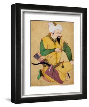A Turkoman or Mongol Chief Holding an Arrow, from the Large Clive Album, 1591-92-null-Framed Giclee Print