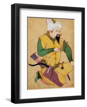 A Turkoman or Mongol Chief Holding an Arrow, from the Large Clive Album, 1591-92-null-Framed Giclee Print