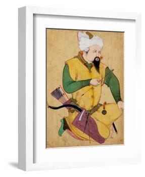A Turkoman or Mongol Chief Holding an Arrow, from the Large Clive Album, 1591-92-null-Framed Giclee Print