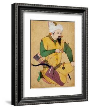 A Turkoman or Mongol Chief Holding an Arrow, from the Large Clive Album, 1591-92-null-Framed Giclee Print