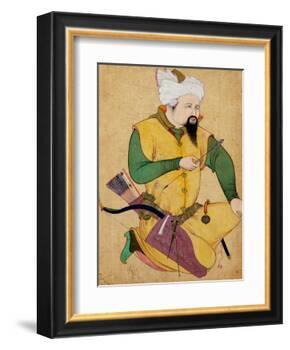 A Turkoman or Mongol Chief Holding an Arrow, from the Large Clive Album, 1591-92-null-Framed Giclee Print
