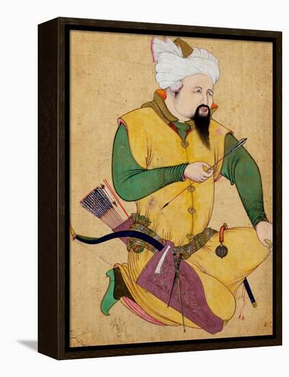 A Turkoman or Mongol Chief Holding an Arrow, from the Large Clive Album, 1591-92-null-Framed Premier Image Canvas